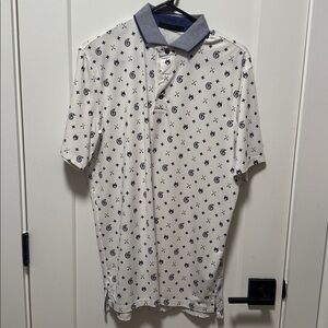 Greyson Navy and White Patterned Polo